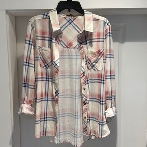 Staccato - Plaid Pink Button Down - MEDIUM